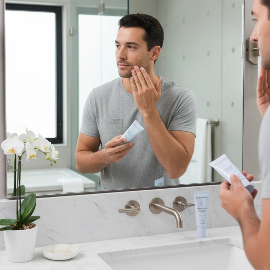 Two skincare products from 'face reality' on a gray background