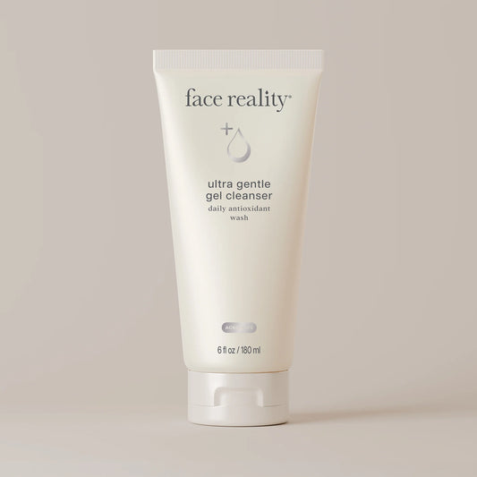 Tube of 'face reality' ultra gentle gel cleanser on a light background