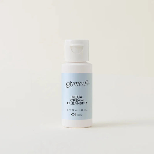 Glymed Mega Cream Cleanser bottle on a light background