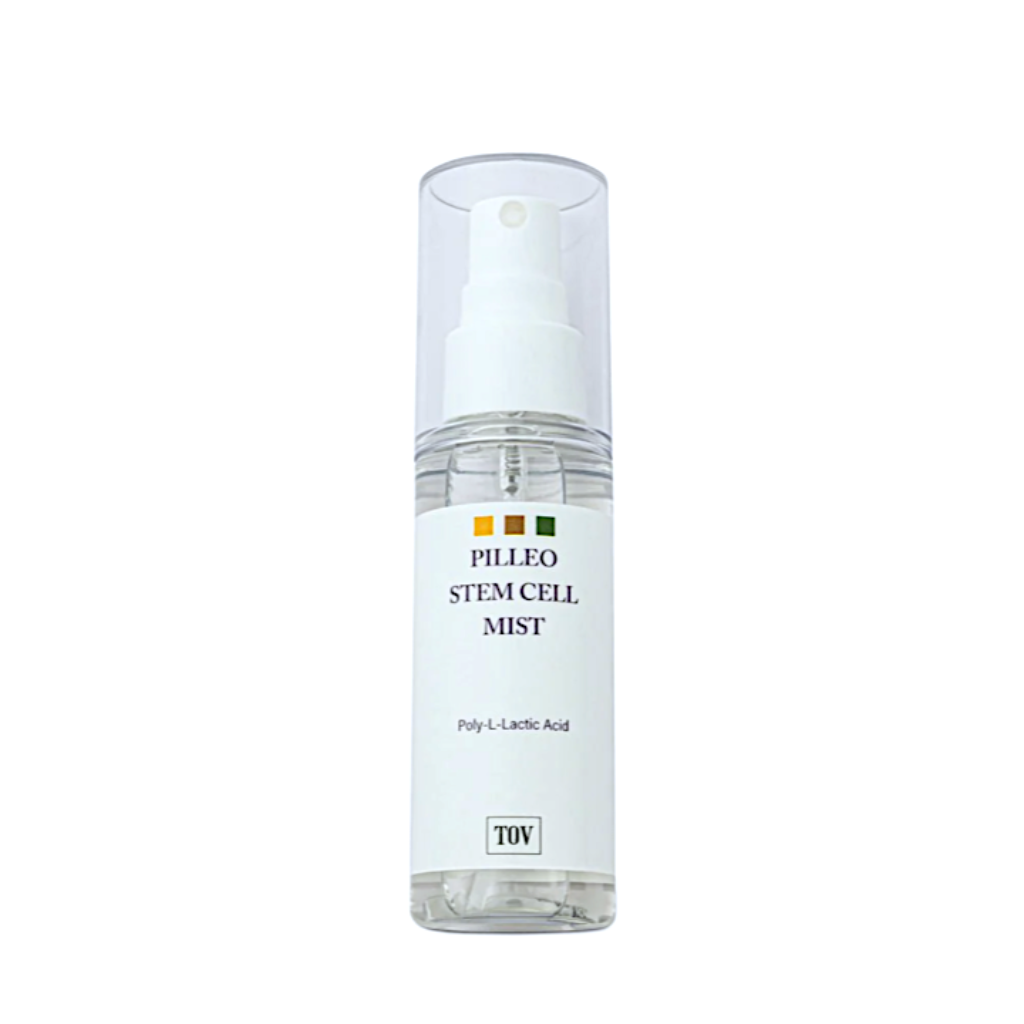 Skincare mist bottle labeled 'Pilleo Stem Cell Mist' on a white background