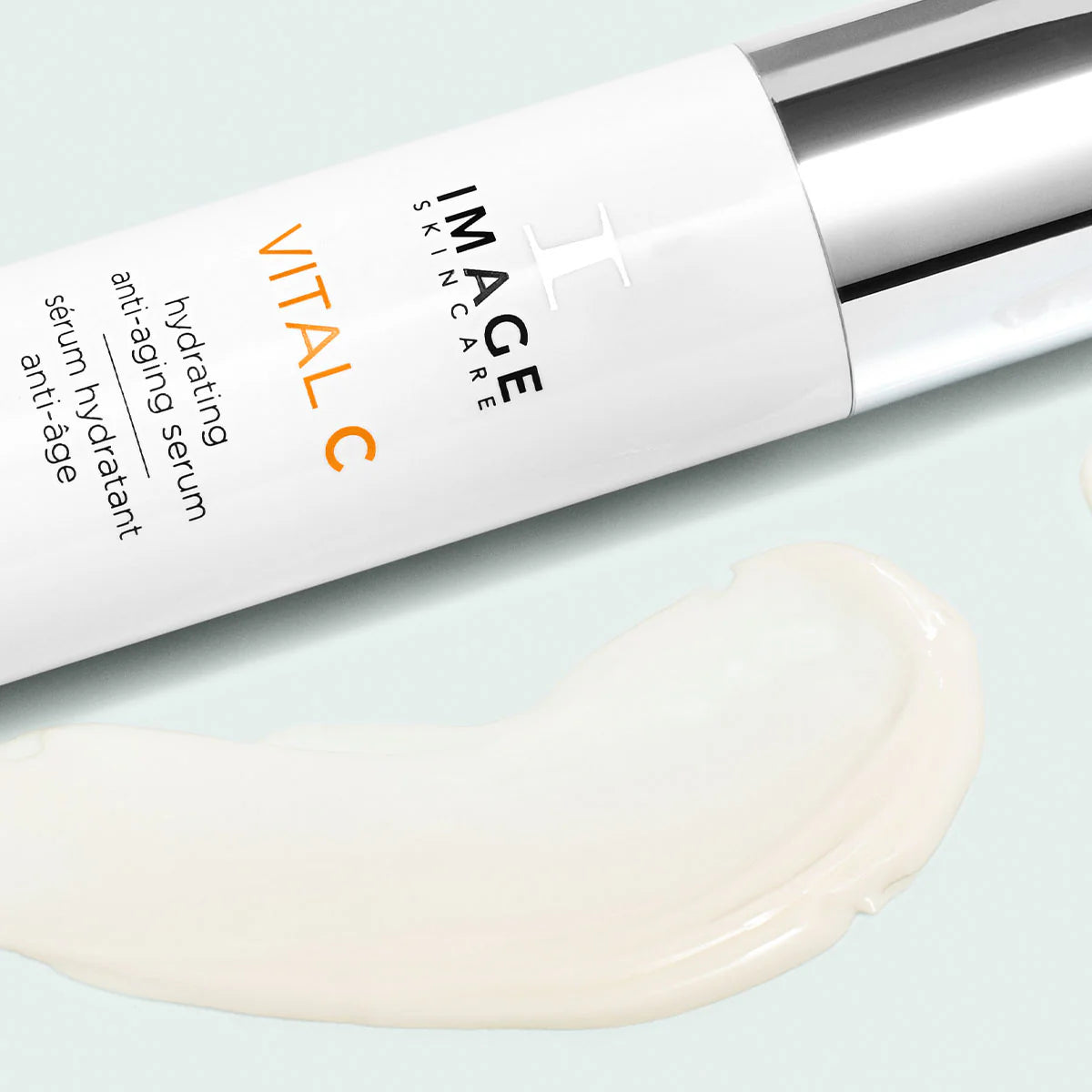 Image Skincare Vital C serum bottle with a swatch of the product on a light background