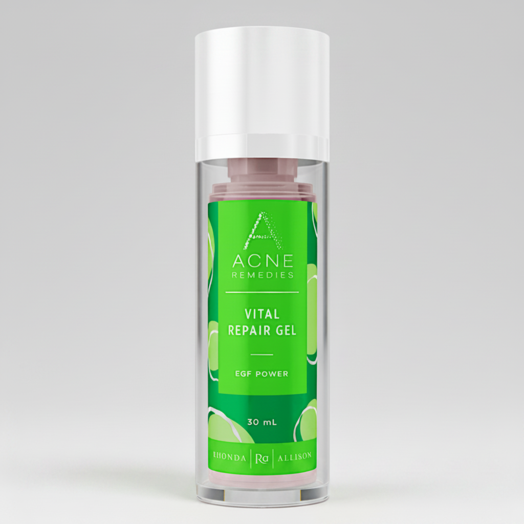 Acne Remedies Vital Repair Gel bottle on a white background