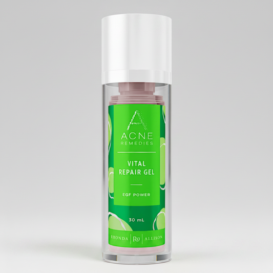 Acne Remedies Vital Repair Gel bottle on a white background