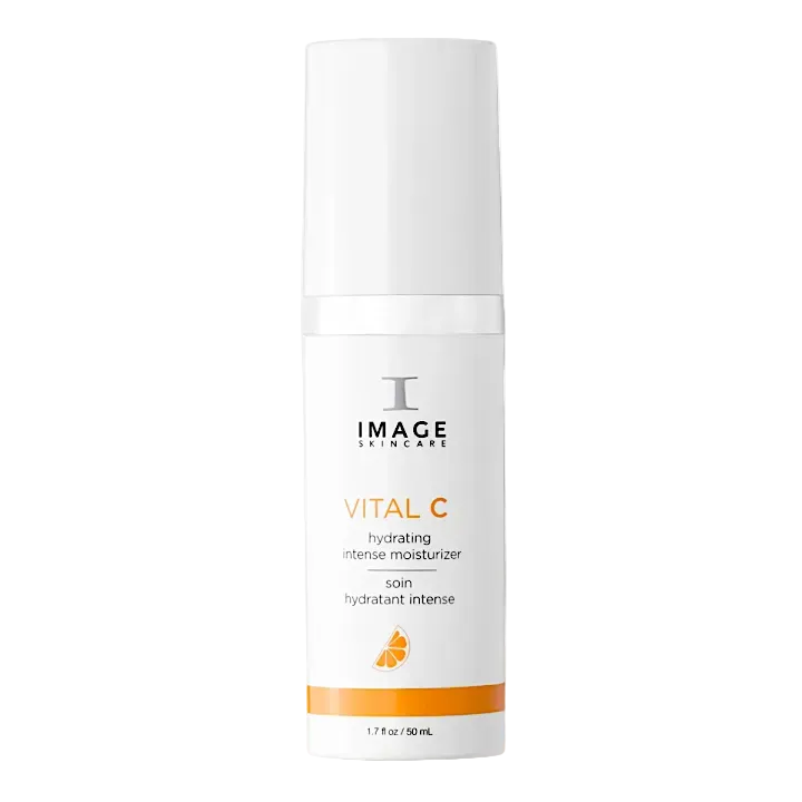 A pump bottle of IMAGE Skincare Vital C Hydrating Intense Moisturizer.
