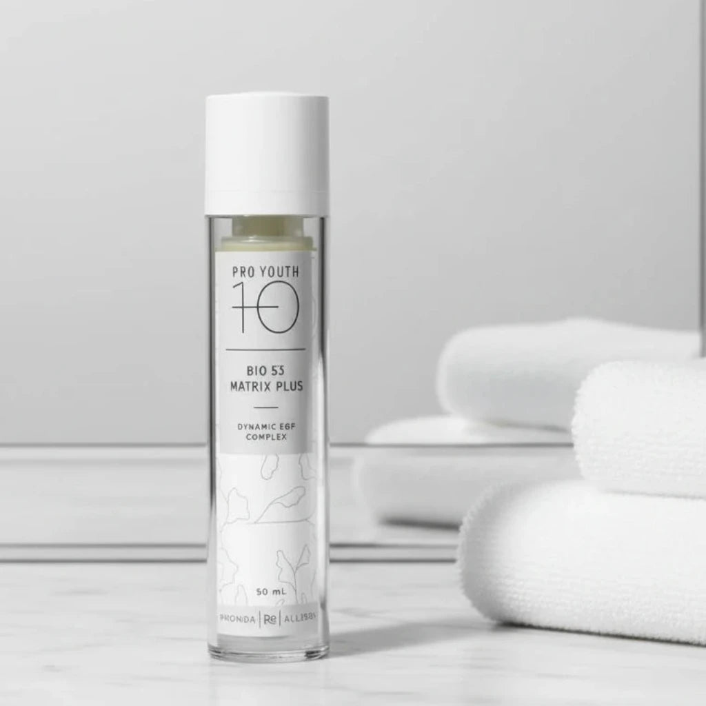 Skincare bottle labeled 'Pro Youth 10' on a white background