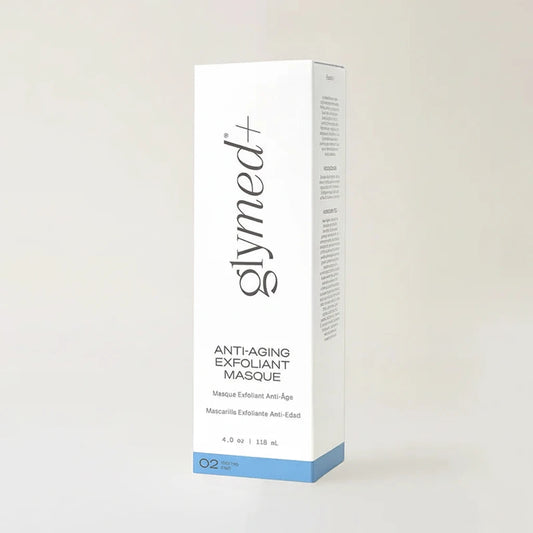 Glymed+ anti-aging exfoliant masque packaging on a white background