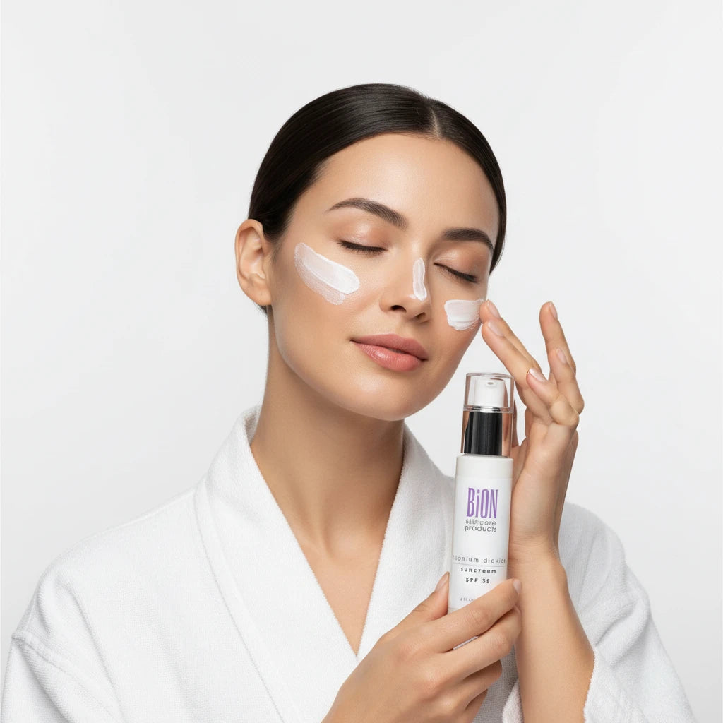 Bion skincare product bottle on a white background
