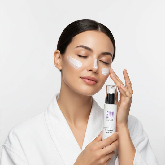 Bion skincare product bottle on a white background