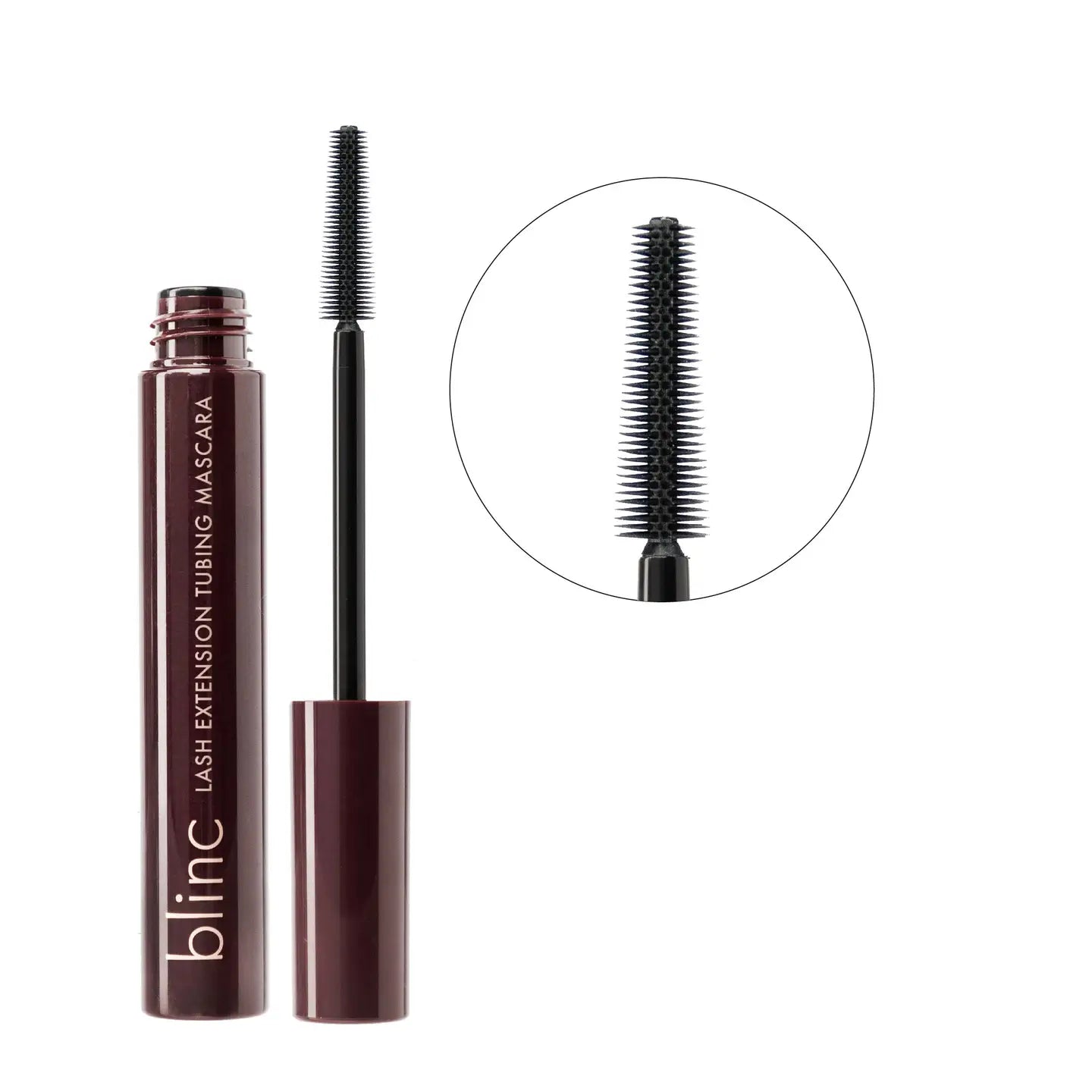 Blinc lash extension tubing mascara with open cap on a white background