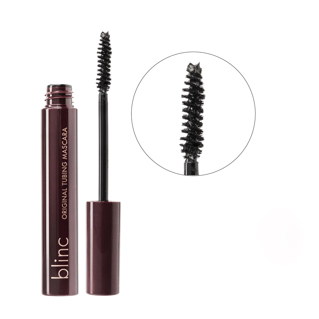 Blinc lash extension tubing mascara with open cap on a white background