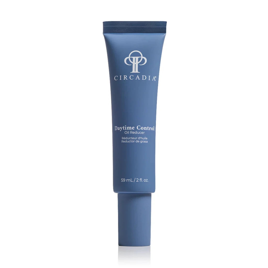 Blue tube of Circadia Daytime Control cream on a white background