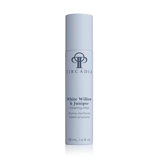Circadia White Willow & Juniper Clearing Mist bottle on a white background
