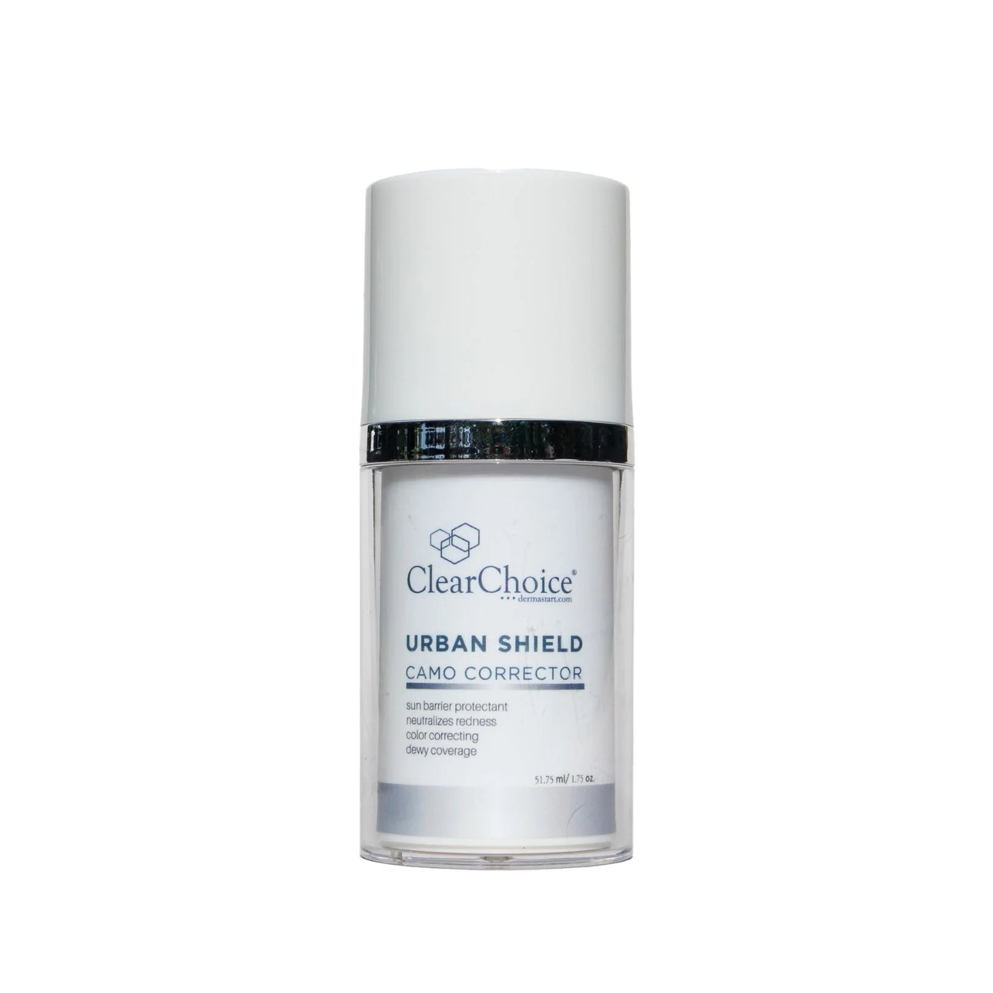 Clear Choice Urban Shield Camo Corrector sunscreen bottle on a plain white background.