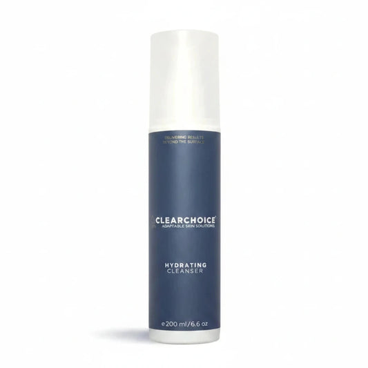 ClearChoice Hydrating Cleanser bottle in a dark blue-and-white packaging.