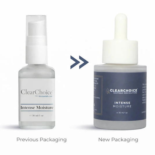 ClearChoice Intense Moisture product with previous and new packaging on a white background
