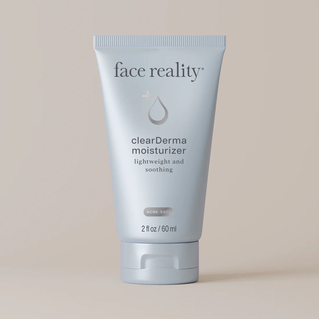 Face Reality ClearDerma Moisturizer product on a beige background 