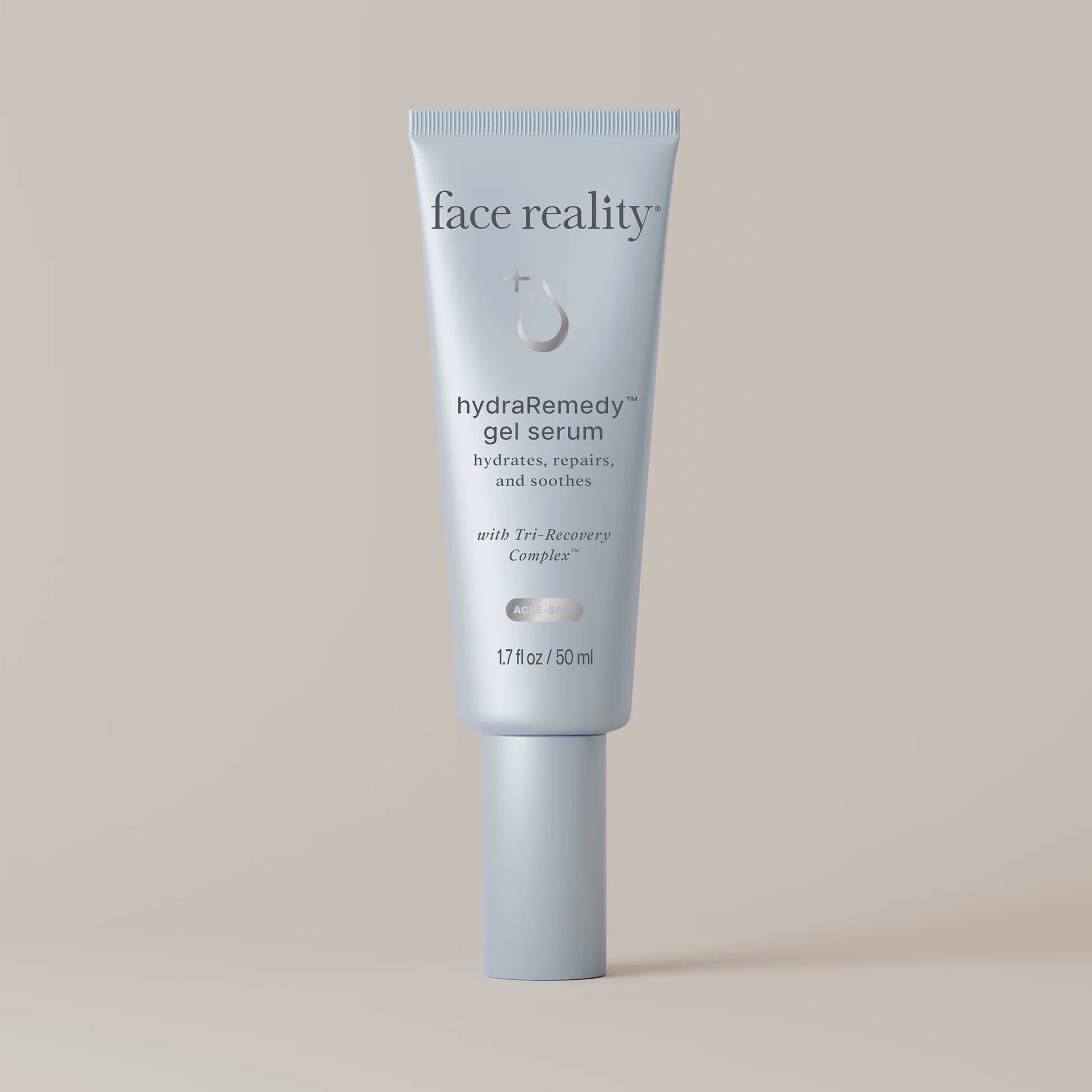 blue tube of Face Reality HydraRemedy Gel Serum text