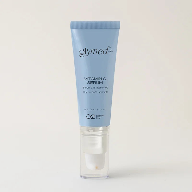 Glymed Vitamin C Serum tube on a light gray background
