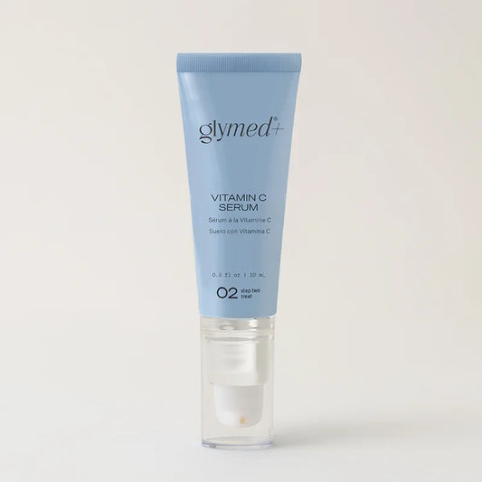 Glymed Vitamin C Serum tube on a light gray background