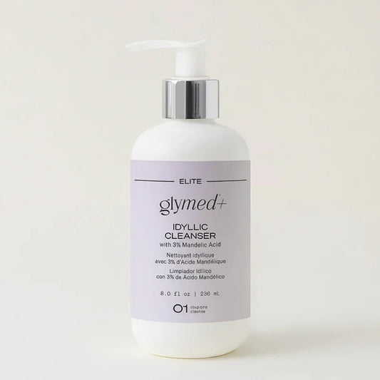 Glymed Idyllic Cleanser bottle on a light background