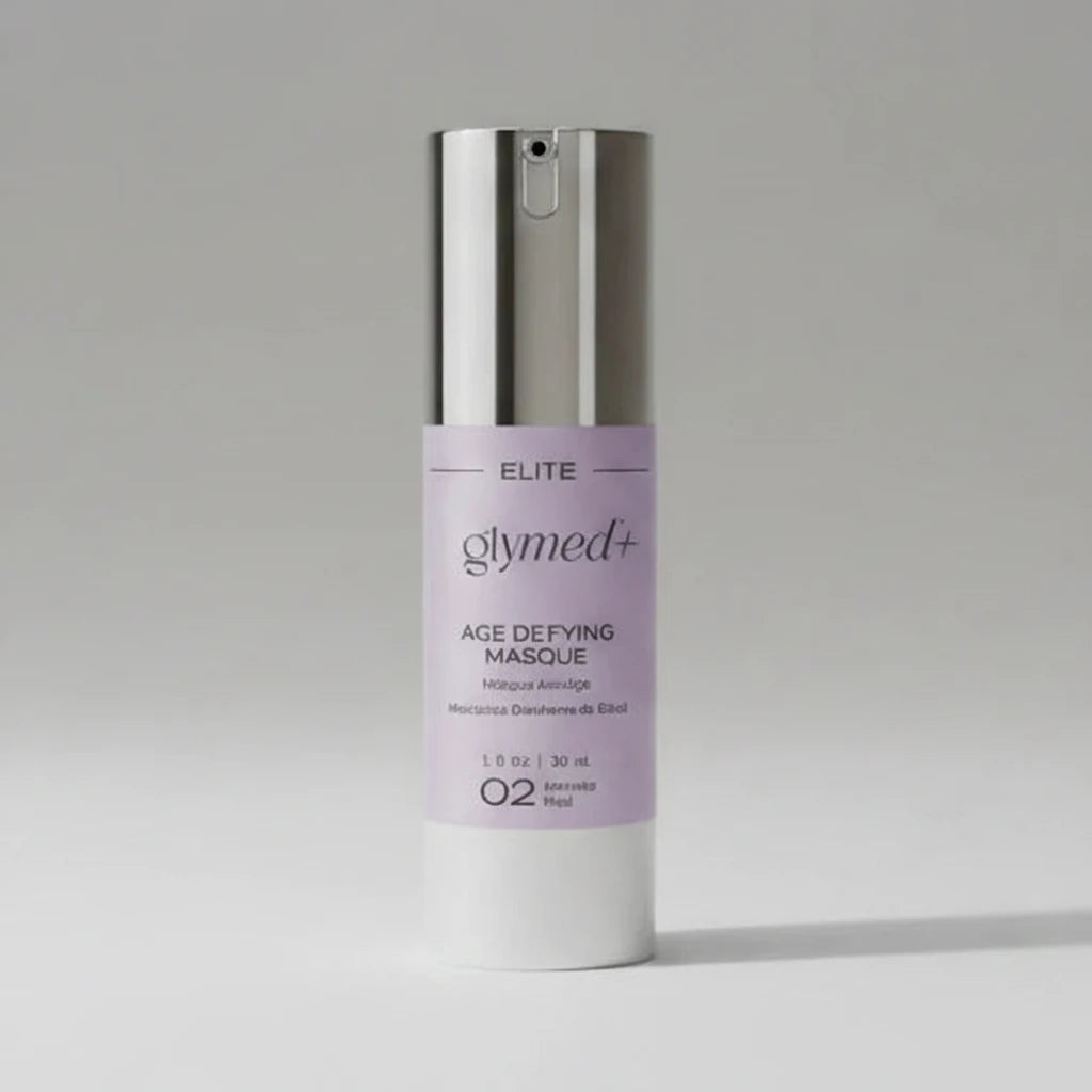 Glymed Plus Elite Age Defying Masque bottle on a white background