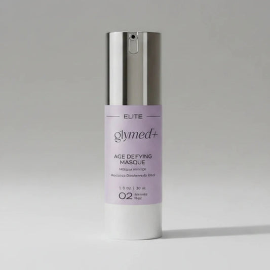 Glymed Plus Elite Age Defying Masque bottle on a white background