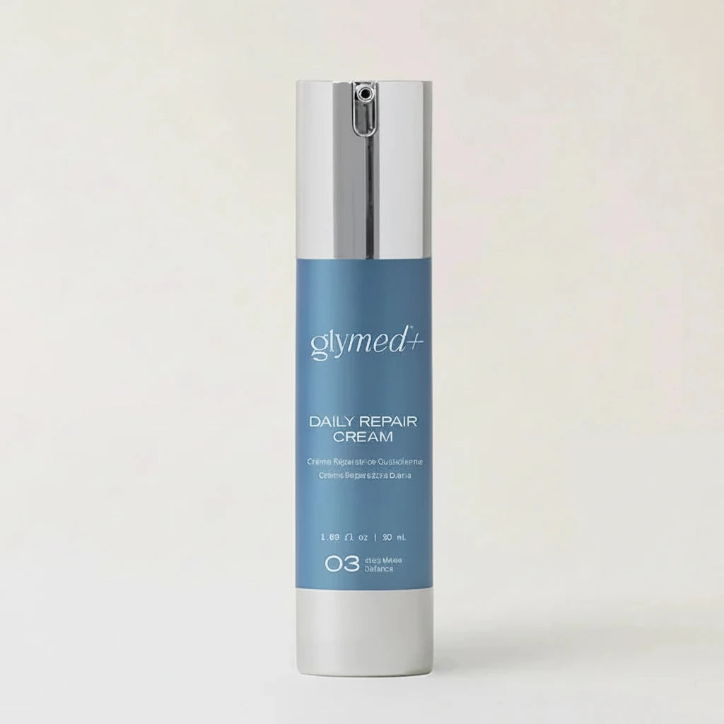 Glymed plus Daily Repair Cream bottle on a light gray background