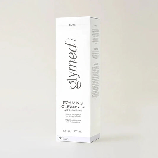 Glymed Plus Foaming Cleanser packaging on a light gray background