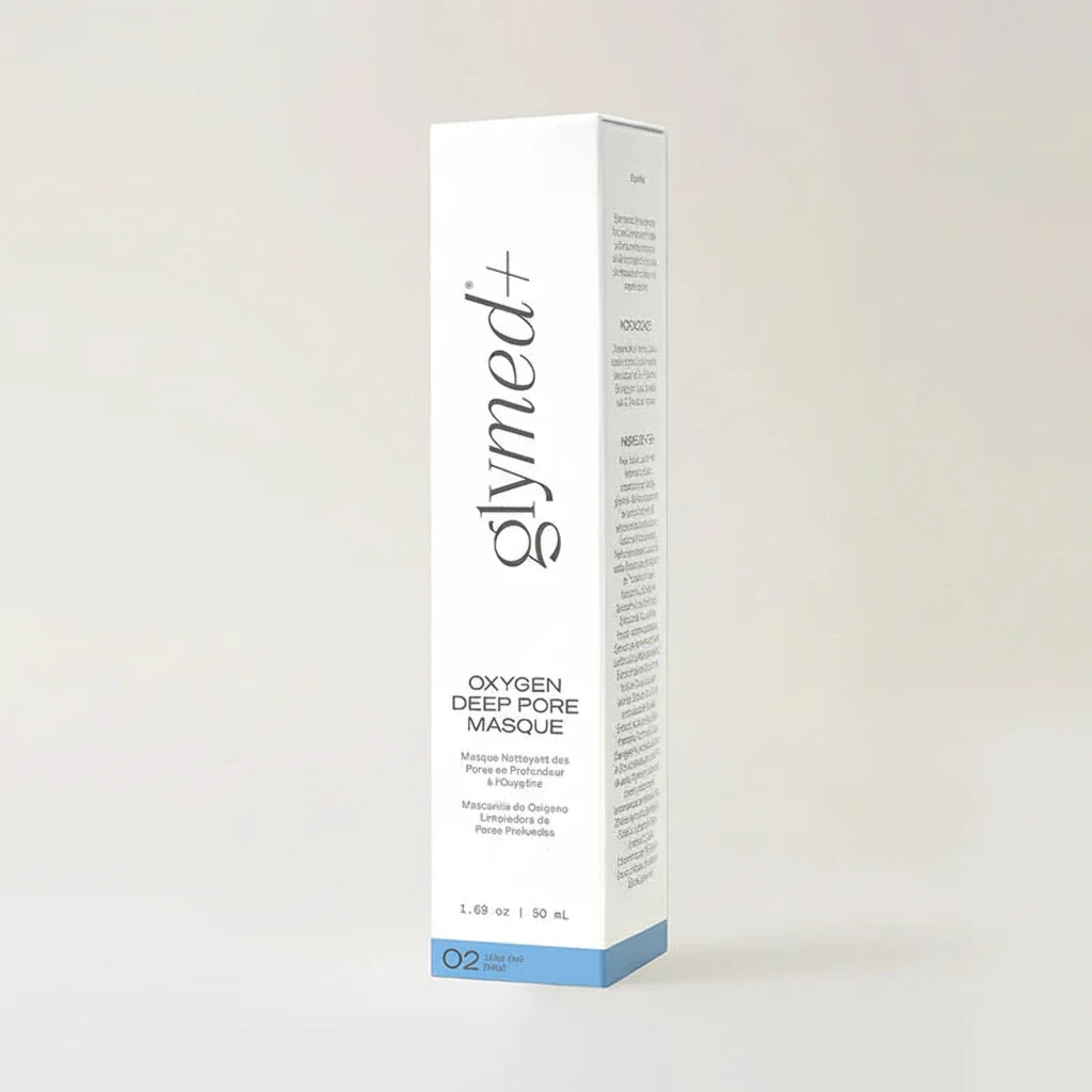 Glymed Plus Oxygen Deep Pore Masque packaging on a light gray background