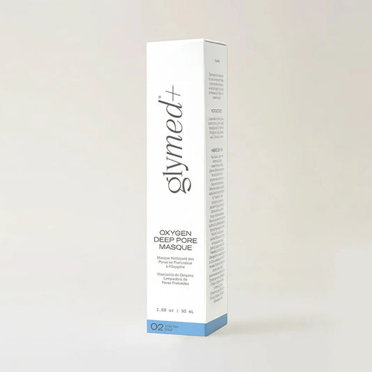 Glymed Plus Oxygen Deep Pore Masque packaging on a light gray background