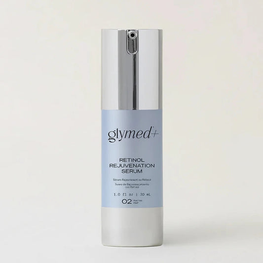 Glymed Plus Retinol Rejuvenation Serum bottle on a light gray background