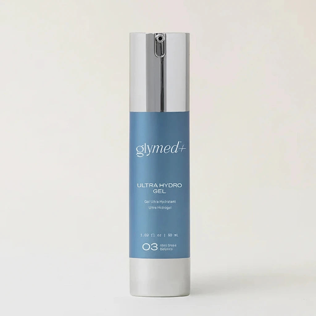 Glymed Plus Ultra Hydro Gel bottle on a light gray background