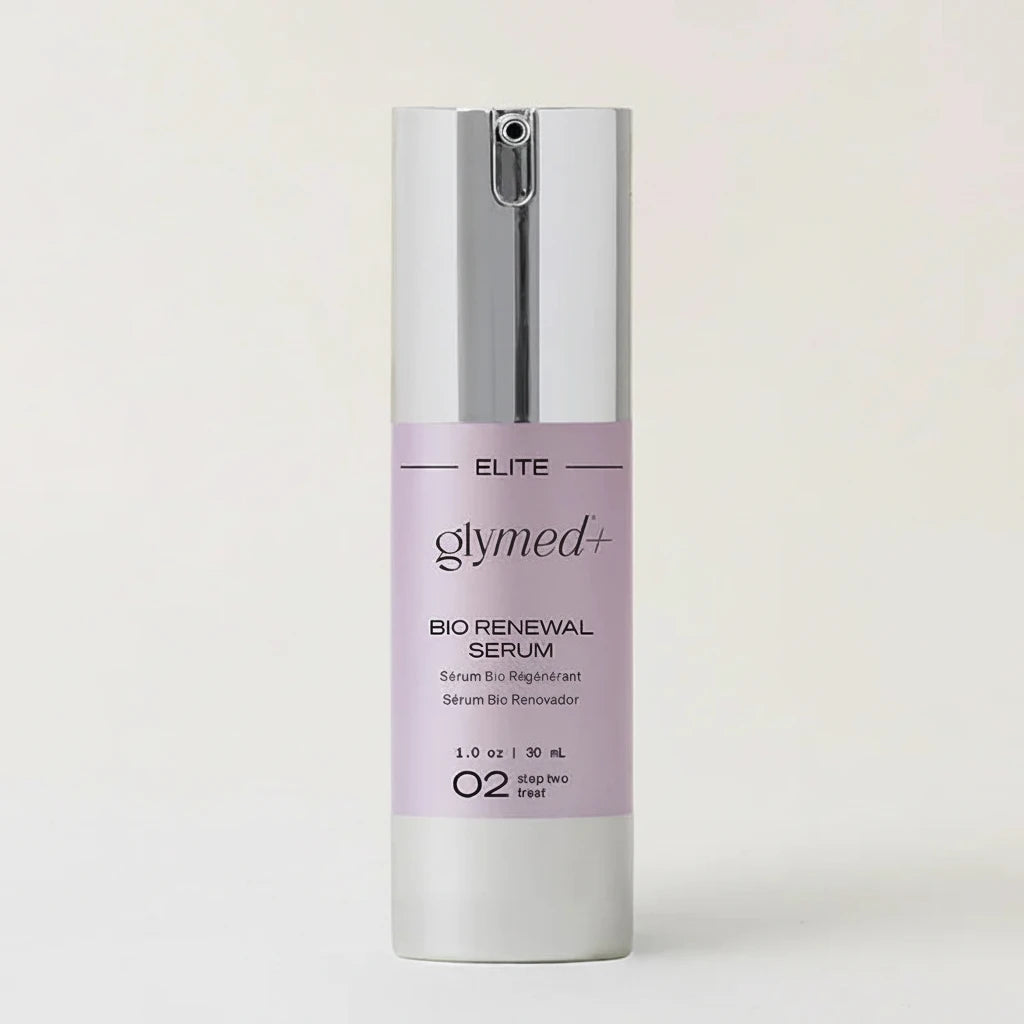 Glymed Bio Renewal Serum bottle on a light gray background
