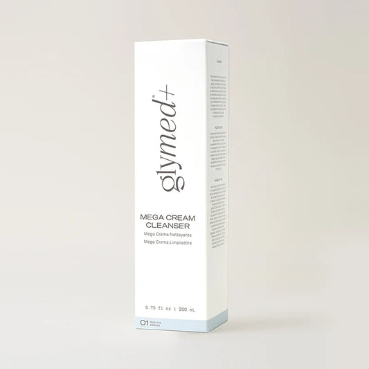 Glymed Mega Cream Cleanser box on a light gray background