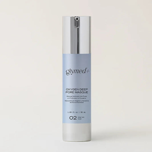 Glymed Oxygen Deep Pore Masque bottle on a light beige background