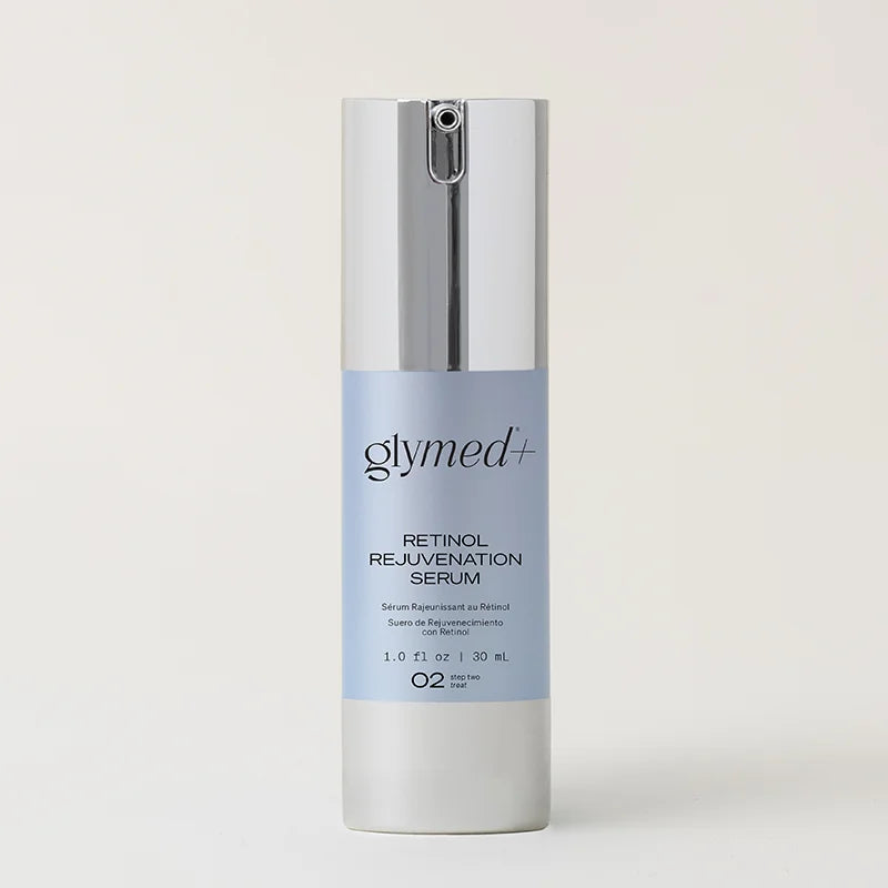 Glymed Retinol Rejuvenation Serum bottle on a light gray background
