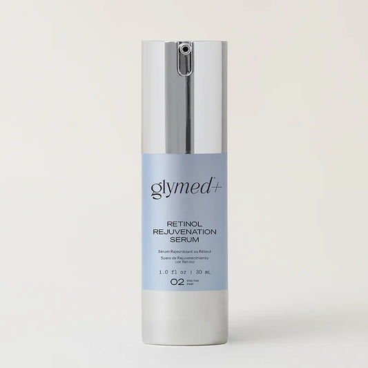 Glymed Retinol Rejuvenation Serum bottle on a light gray background