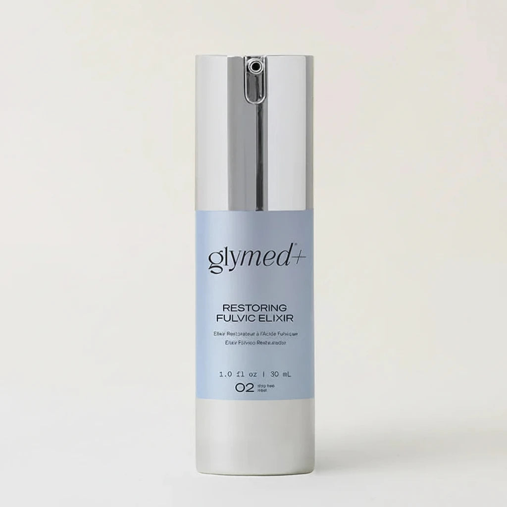Glymed+ Restoring Fulvic Elixir bottle on a white background