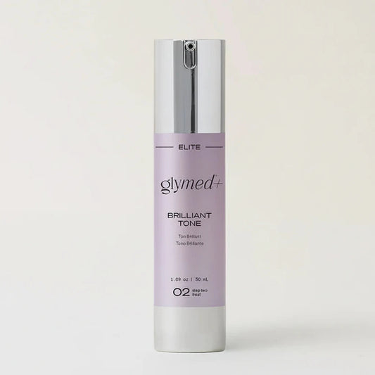 Glymed Plus Elite Brilliant Tone skincare product on a white background