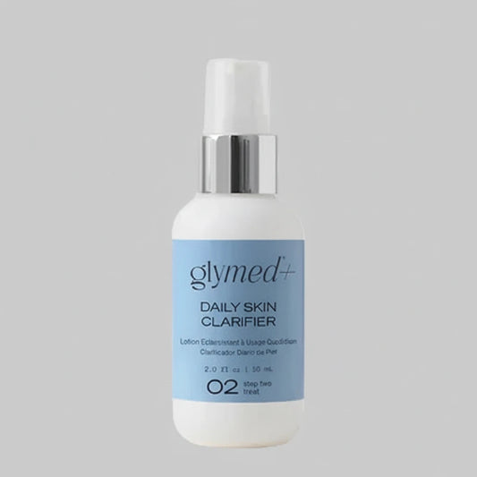 Glymed Daily Skin Clarifier bottle on a light beige background