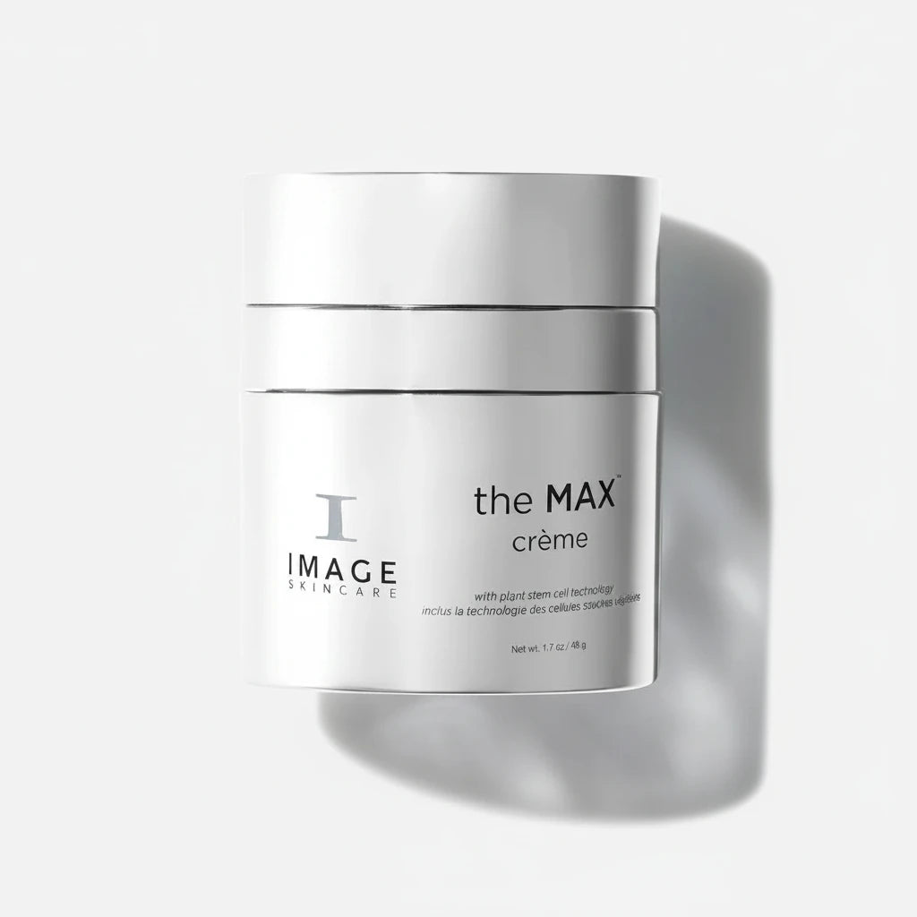 Skincare cream jar labeled 'the MAX crème' by IMAGE Skincare on a white background