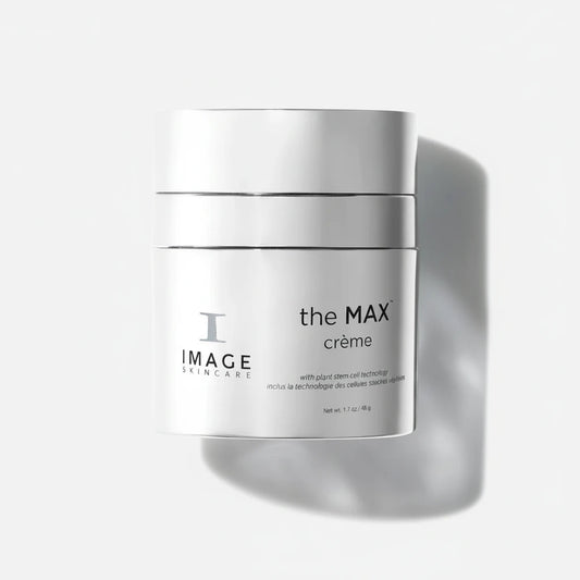 Skincare cream jar labeled 'the MAX crème' by IMAGE Skincare on a white background