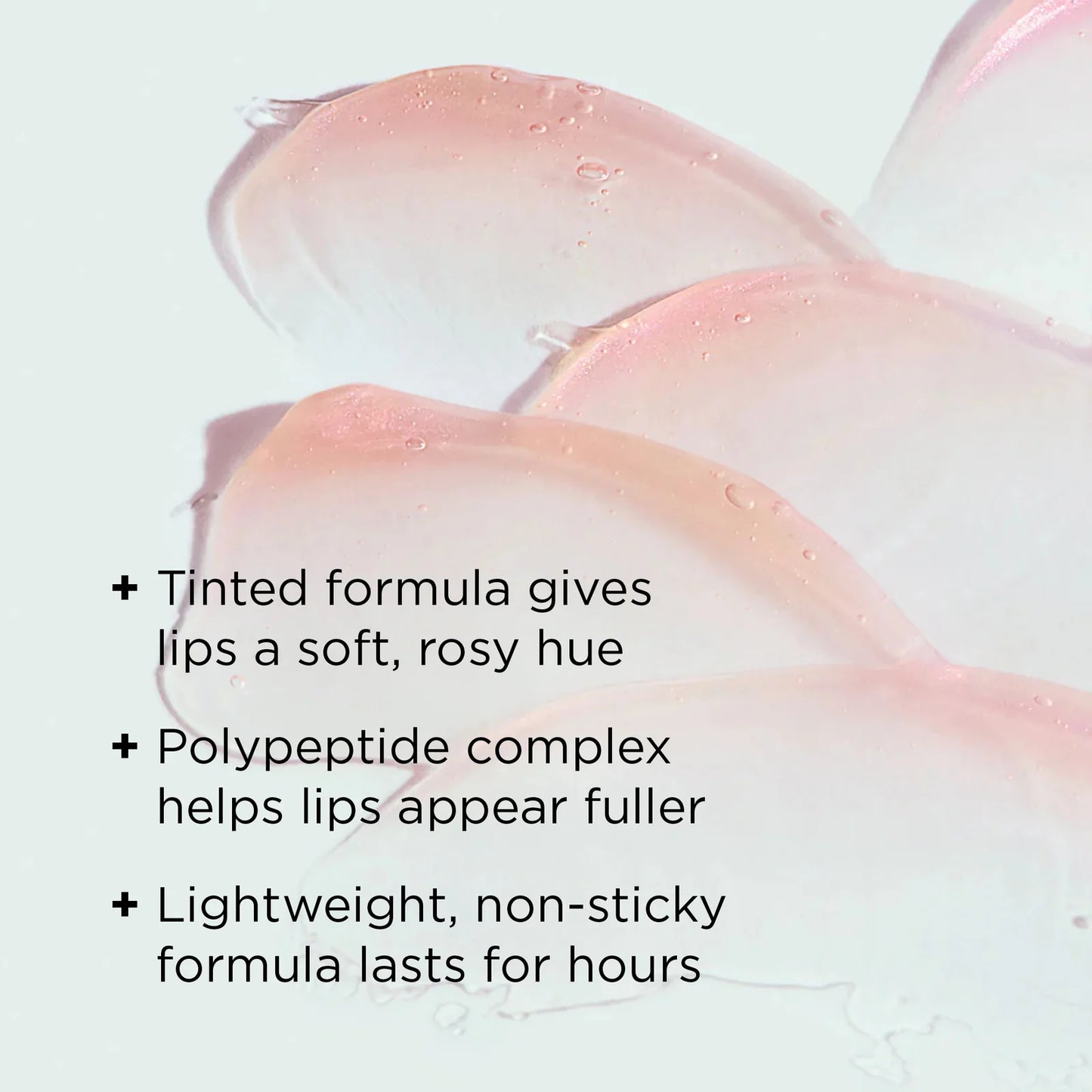 Lip balm with text highlighting features on a light background
