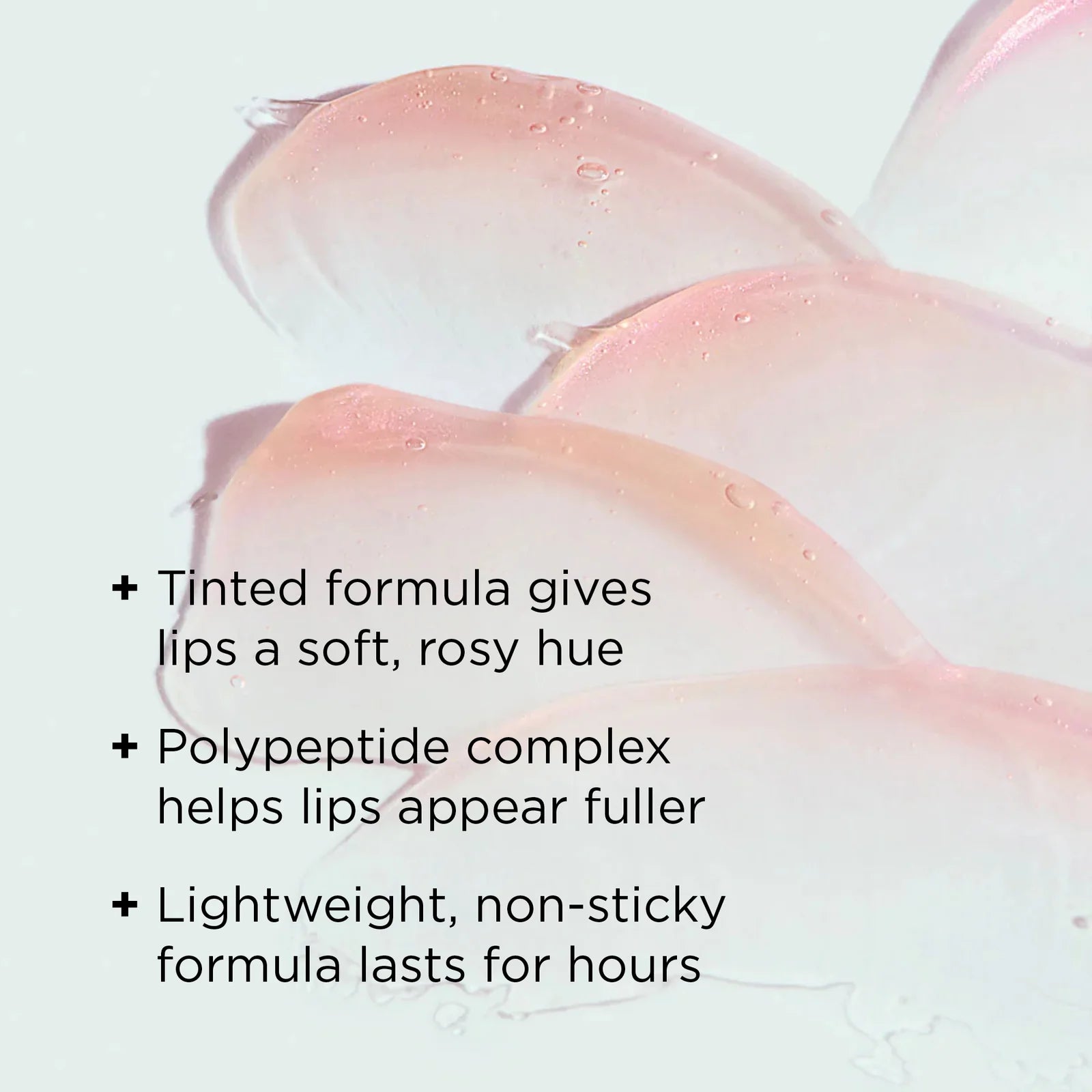 Lip balm with text highlighting features on a light background