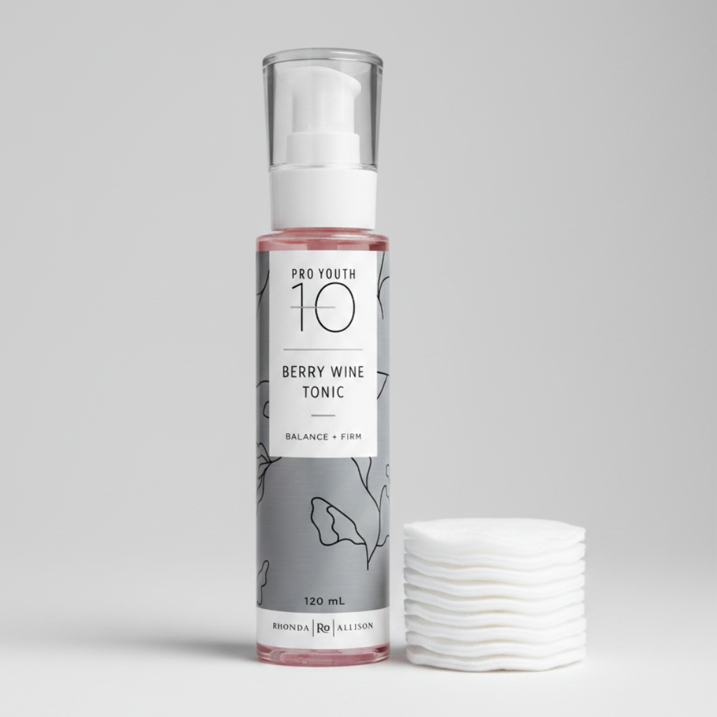 Bottle of Pro Youth 10 Berry Wine Tonic on a white background