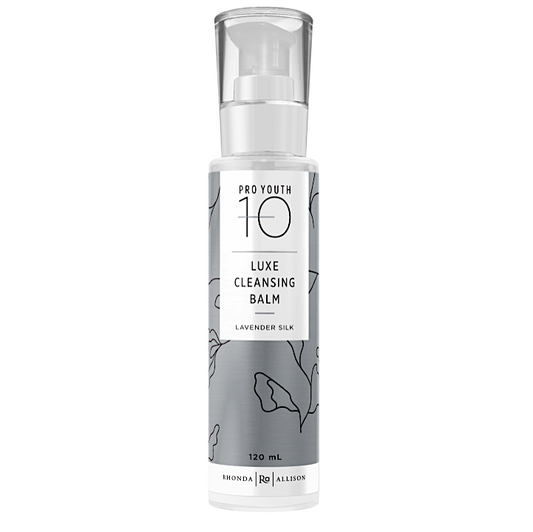 Luxe Cleansing Balm bottle with 'Pro Youth 10' branding on a white background