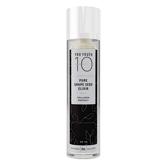 Bottle of Pro Youth 10 Pure Grape Seed Elixir on a white background