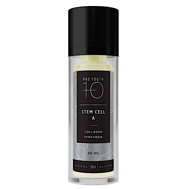 Skincare serum bottle labeled 'Pro Youth 10 Stem Cell A' on a white background