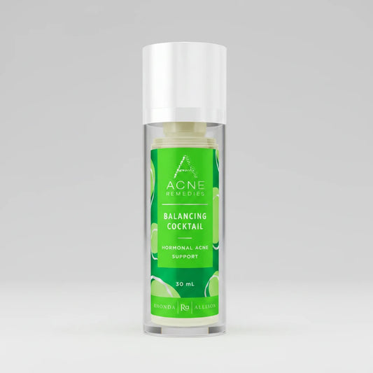 Acne Remedies Balancing Cocktail bottle with green label on a white background