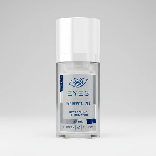Rhonda Allison Eye revitalizer bottle with 'EYES' label on a light grey background